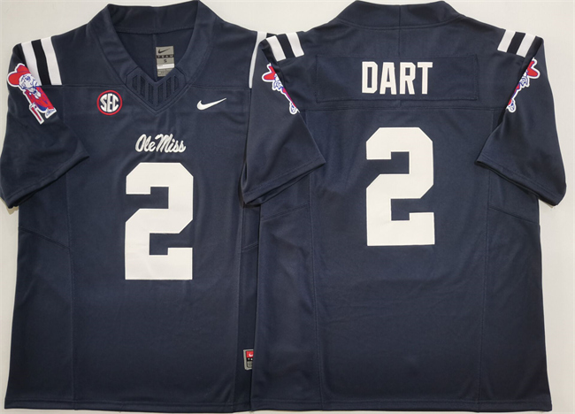 Men's Navy Ole Miss Rebels #2 Jaxson Dart 2024 F.U.S.E. Stitched jersey